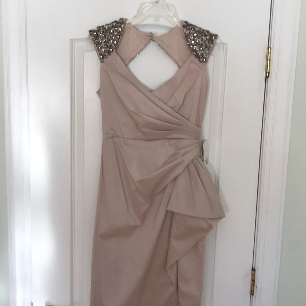 Gorgeous champagne-colored, studded cocktail dress